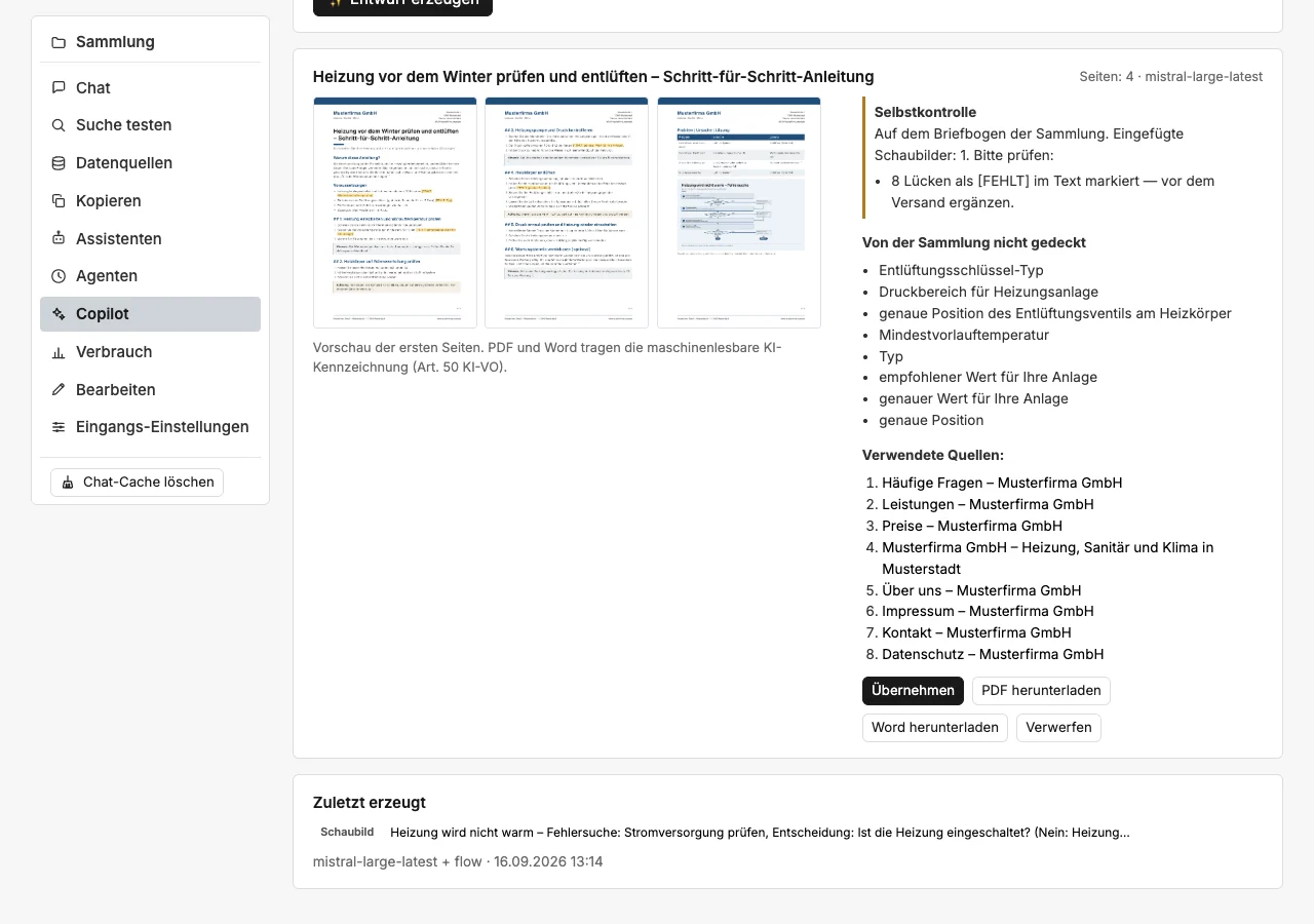 Vorschau der ersten Seiten mit Prüfbericht und Downloads