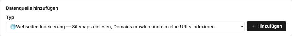 Das Formular „Datenquelle hinzufügen“ mit der Typauswahl