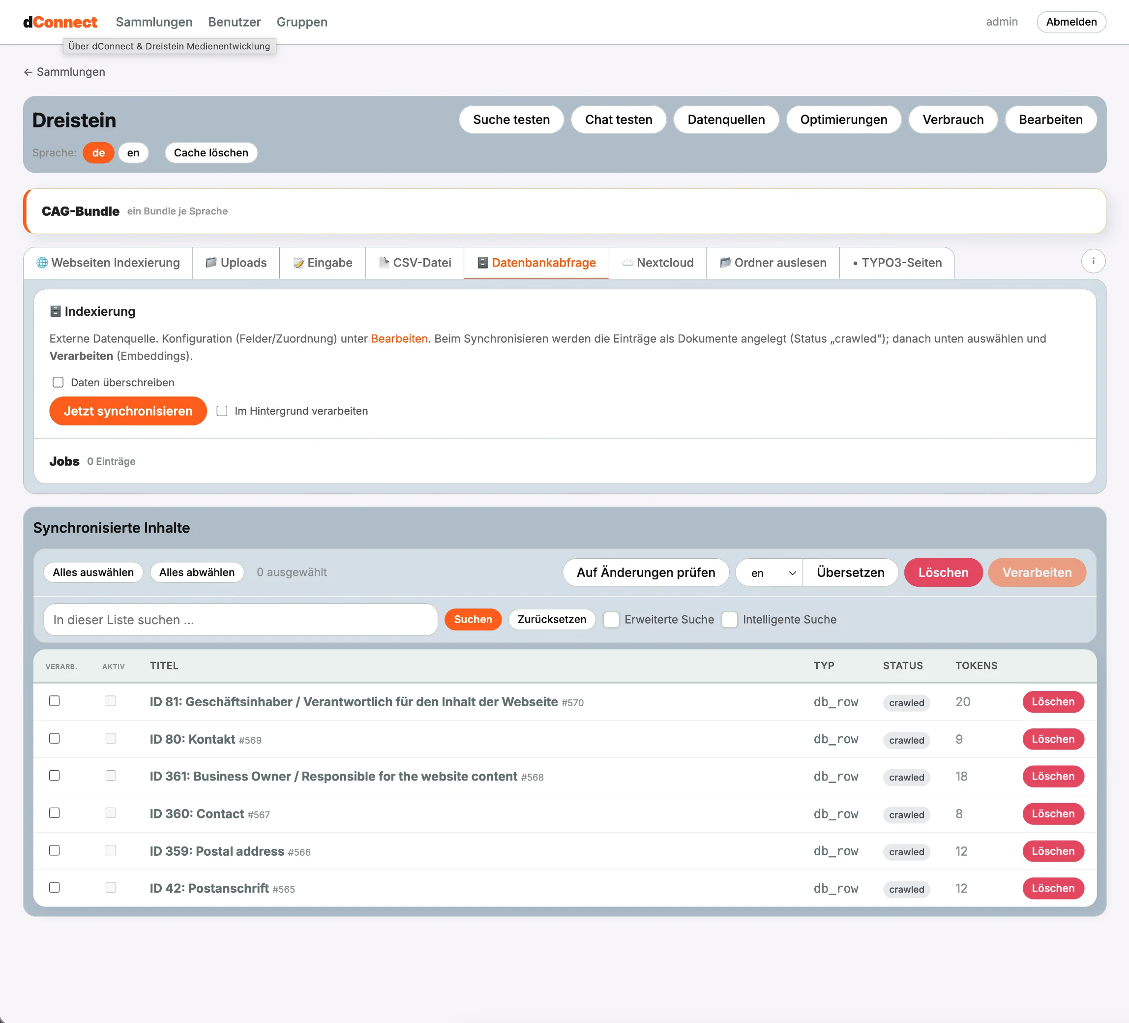 dConnect: Konfiguration einer Datenbankabfrage als Datenquelle